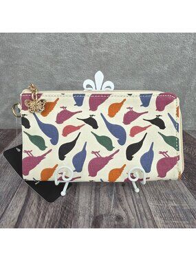 Mia K Collection Canvas Pouch Wallet Bird Print Colorful Small Travel Gift New